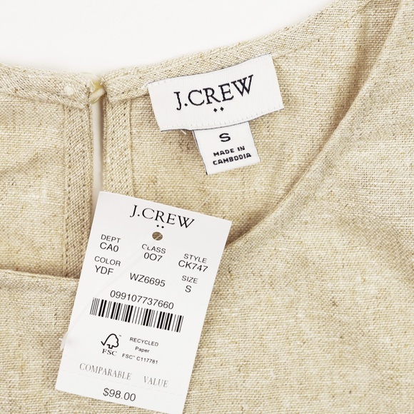 New J.CREW Size S Straw-Trim Linen-Blend Shell Shirt in Yarn Dye Flax $98 CK747 - Picture 5 of 5